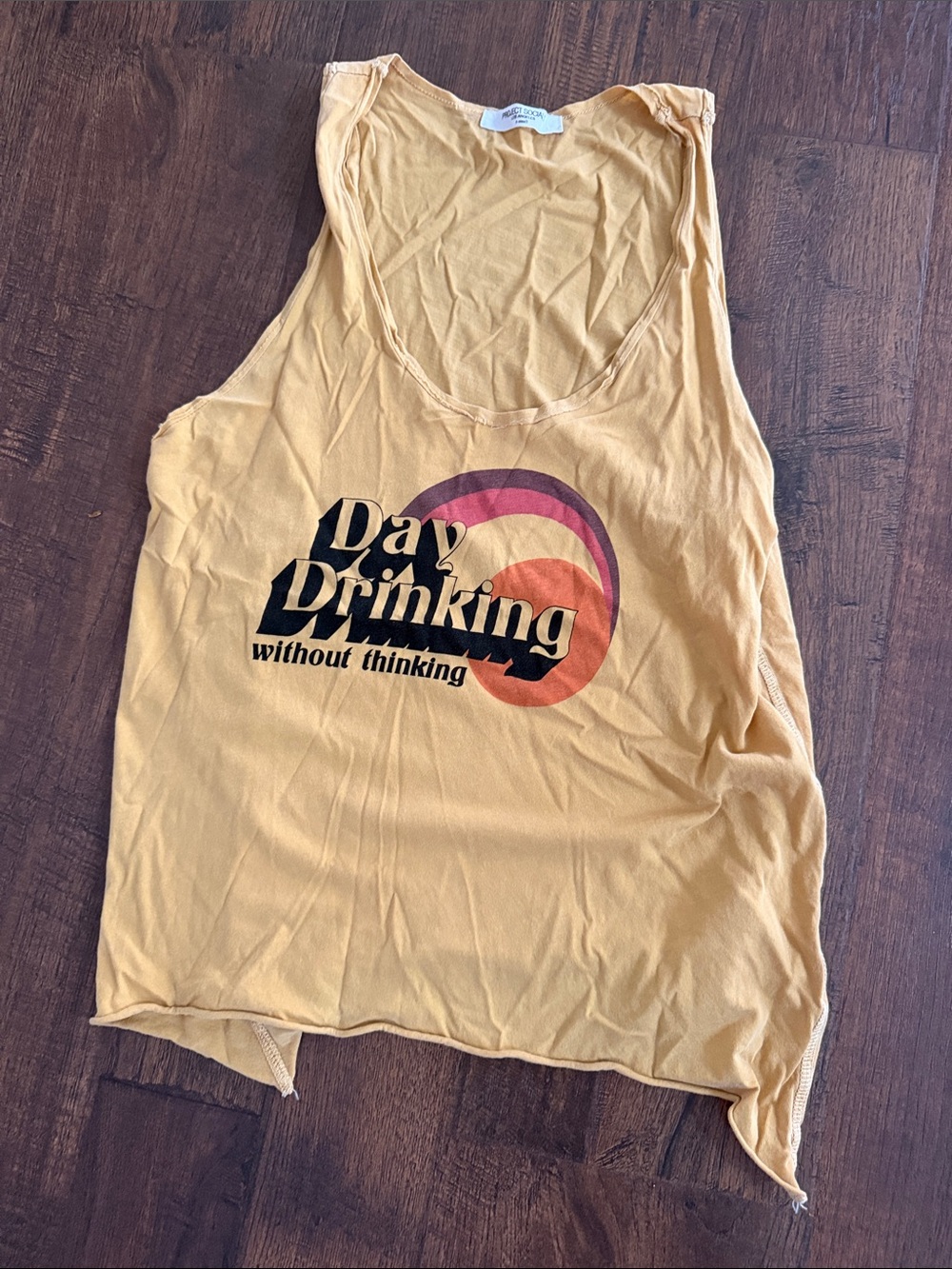 Day Drinking Graphic Tank - Mustard Yellow